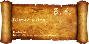 Bierer Anita névjegykártya
