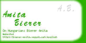 anita bierer business card